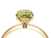 Solitaire Engagement Ring Setting for Fancy Yellow Radiant Cut Center with Thin Rounded Plain Band and Prong Head in Yellow Gold