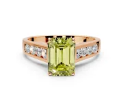 Solitaire Engagement Ring Setting for Fancy Yellow Emerald Cut Center with Cathedral Channel Band and Prong Head in Rose Gold