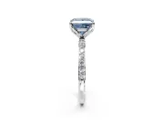 Solitaire Engagement Ring Setting for Fancy Blue Princess Cut Center with Fine Pave Accents and Prong Head in Sterling Silver