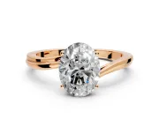 Solitaire Engagement Ring Setting for Oval Center with Plain Bypass Twist Band and Prong Head in Rose Gold