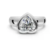 Solitaire Engagement Ring Setting for Heart-Shaped Center with Wide Band and Bezel Head in Platinum