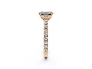 Solitaire Engagement Ring Setting for Emerald Cut Center with Large Accent Band and Prong Head in Rose Gold