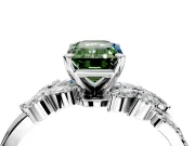 Solitaire Engagement Ring Setting for Fancy Green Emerald Cut Center with Marquise Accent Twist Band and Prong Head in Platinum