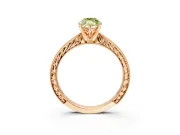 Solitaire Engagement Ring Setting for Fancy Yellow Marquise Center with Engraved Milgrain Band and Prong Head in Rose Gold