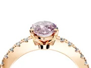 Solitaire Engagement Ring Setting for Fancy Pink Marquise Center with Single Row Accent Band and Prong Head in Rose Gold