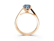 Solitaire Engagement Ring Setting for Fancy Blue Cushion Cut Center with Tapered Split Shoulders and Prong Head in Rose Gold