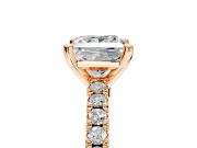 Solitaire Engagement Ring Setting for Princess Cut Center with Single Row Accent Band and Prong Head in Rose Gold