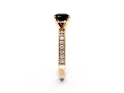 Milgrain Pave Engagement Ring Setting for Fancy Black Cushion Cut Center with Accent Band and Prong Head in Rose Gold