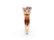 Solitaire Engagement Ring Setting for Fancy Pink Oval Center with Grooved Bar Accent Band and Prong Head in Rose Gold
