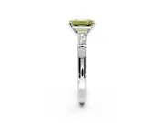 3 Stone Engagement Ring Setting for Fancy Yellow Emerald Cut Center with Tapered Baguettes, Plain Band and Prong Head in Platinum