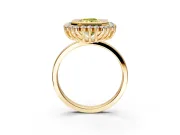 Halo Engagement Ring Setting for Fancy Yellow Radiant Cut Center with Milgrain Bezel Rim, Plain Band and Prong Head in Yellow Gold