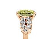 Cluster Engagement Ring Setting for Fancy Yellow Radiant Cut Center with 2-Row Shoulder Clusters and Prong Head in Rose Gold