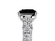 Solitaire Engagement Ring Setting for Fancy Black Radiant Cut Center with Pave Cathedral Shoulders and Prong Head in Platinum