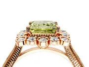 Milgrain Halo Engagement Ring Setting for Fancy Yellow Princess Cut Center with Bezel Point Accents and Prong Head in Rose Gold