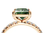 Solitaire Engagement Ring Setting for Fancy Green Princess Cut Center with Shared-Prong Accents and Prong Head in Rose Gold