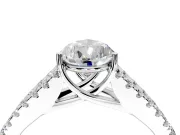 Solitaire Engagement Ring Setting for Pear-Shaped Center with Pave Split Shank and Prong Head in Platinum