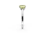 Solitaire Engagement Ring Setting for Fancy Yellow Asscher Cut Center with Flat-Sided Plain Band and Prong Head in Sterling Silver