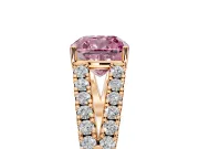 Solitaire Engagement Ring Setting for Fancy Pink Cushion Cut Center with Pave Split Shank and Prong Head in Rose Gold