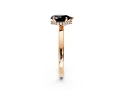 Hidden Halo Engagement Ring Setting for Fancy Black Pear-Shaped Center with Plain Band and Tall Prong Head in Rose Gold