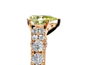 Solitaire Engagement Ring Setting for Fancy Yellow Pear-Shaped Center with Pave Cathedral Shoulders and Prong Head in Rose Gold