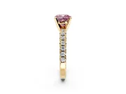 Solitaire Engagement Ring Setting for Fancy Pink Cushion Cut Center with Large Accents and Prong Head in Yellow Gold