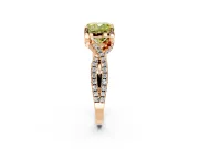 Solitaire Engagement Ring Setting for Fancy Yellow Cushion Cut Center with Narrow Twist Pave Band and Prong Head in Rose Gold