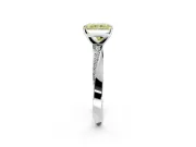 Side Accent Engagement Ring Setting for Fancy Yellow Radiant Cut Center with Accent Shoulders and Prong Head in Platinum