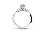 Leaf Motif Engagement Ring Setting for Fancy Pink Marquise Center with Pave Band and Prong Head in Platinum