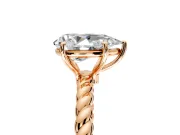Solitaire Engagement Ring Setting for Pear-Shaped Center with Plain Twisted Rope Band and Prong Head in Rose Gold