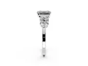 Cluster Engagement Ring Setting for Emerald Cut Center with 2-Row Shoulder Clusters and Prong Head in White Gold