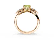 Cluster Engagement Ring Setting for Fancy Yellow Cushion Cut Center with 2-Row Shoulder Clusters and Prong Head in Rose Gold