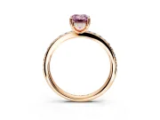 Solitaire Engagement Ring Setting for Fancy Pink Emerald Cut Center with Fine Pave Band and Prong Head in Rose Gold