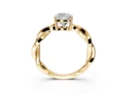 Solitaire Engagement Ring Setting for Cushion Cut Center with Twisted Pave Band and Prong Head in Yellow Gold