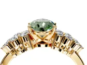 Cluster Engagement Ring Setting for Fancy Green Pear-Shaped Center with 2-Row Shoulder Clusters and Prong Head in Yellow Gold