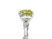 Solitaire Engagement Ring Setting for Fancy Yellow Cushion Cut Center with Bezel Station Band and Prong Head in Platinum