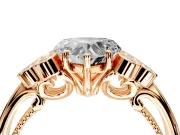 Cluster Engagement Ring Setting for Heart-Shaped Center with Bezel Accent Clusters and Prong Head in Rose Gold