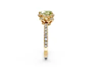 Halo Engagement Ring Setting for Fancy Yellow Heart-Shaped Center with Openwork Halo, Pave Band and Prong Head in Yellow Gold