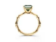 Solitaire Engagement Ring Setting for Fancy Green Asscher Cut Center with Bamboo Band and Prong Head in Yellow Gold