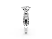 3 Stone Engagement Ring Setting for Oval Center with Pave Twist Band and Prong Head in Platinum