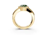 Halo Engagement Ring Setting for Fancy Green Heart-Shaped Center with Wide Band, Inlaid Accent Row and Prong Head in Yellow Gold