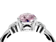Solitaire Engagement Ring Setting for Fancy Pink Pear-Shaped Center with Grooved Bar Accent Band and Prong Head in Sterling Silver