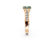 Solitaire Engagement Ring Setting for Fancy Green Asscher Cut Center with Round Cut Channel Band and Prong Head in Rose Gold