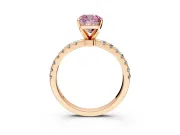 Open Basket Engagement Ring Setting for Fancy Pink Cushion Cut Center with Pave Band and Prong Head in Rose Gold