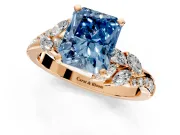 Solitaire Engagement Ring Setting for Fancy Blue Radiant Cut Center with Marquise Accent Twist Band and Prong Head in Rose Gold