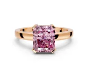 Solitaire Engagement Ring Setting for Fancy Pink Radiant Cut Center with Plain Band and Flat Tab Prong Head in Rose Gold