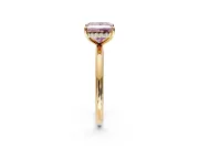 Solitaire Engagement Ring Setting for Fancy Pink Princess Cut Center with Plain Band, Open Basket and Prong Head in Yellow Gold