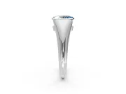 Tension Engagement Ring Setting for Fancy Blue Oval Center with Wide Tapered Band and Tension Head in White Gold