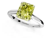 Solitaire Engagement Ring Setting for Fancy Yellow Radiant Cut Center with Narrow Cathedral Band and Prong Head in Sterling Silver