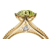 Solitaire Engagement Ring Setting for Fancy Yellow Round Cut Center with Milgrain Cathedral Band and Prong Head in Yellow Gold