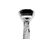 Side Accent Engagement Ring Setting for Fancy Black Cushion Cut Center with Accent Shoulders and Prong Head in Platinum